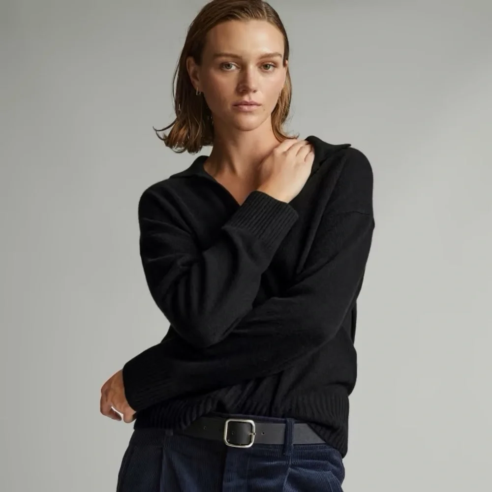 NEW Everlane Women’s Cashmere Polo Black Sweater Size XSmall - Picture 2 of 14